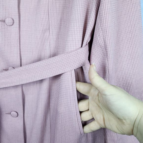 AGIBA Button Front Abaya Jilbab Trench Coat Duster Dusty Rose Satin Lined EU 48 - Picture 7 of 16